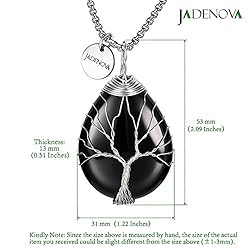 JADENOVA Natural Black Agate Necklace Healing Black