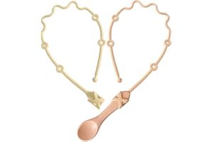 Pacifier Clip Toddler Utensils Holder Straps 2PK Self Feeding Baby Utensils Highchair Accessories-Gelinor Feeding Aid for Keep Spoon Close at Hand and Off The Ground(Pink and Beige)-No Spoon