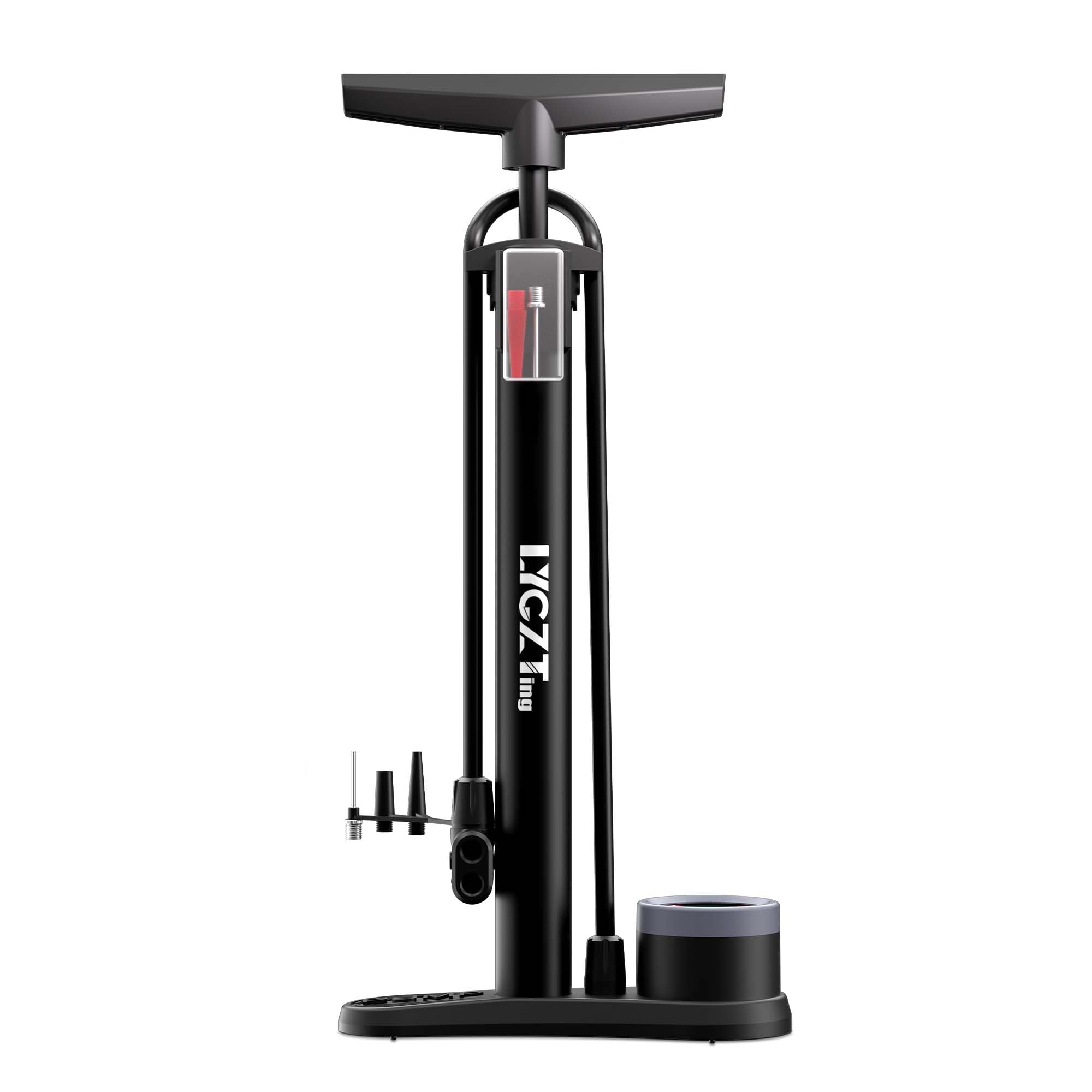 Bike Pump with Pressure Gauge, LYGZTing Bicycle Floor Pump with Presta and Schrader Valves，160Psi Max Bicycle Pump For Bike Tyre，Road Bike MTB Sports Balls