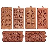 6 Pack Silicone Baking Molds, Dinosaur Chocolate Mold, Forest Theme Animal Mould with Shape of Dinosaur,Bear,Lion,Bee,Butterfly,frog,fox Etc food grade molds for Cake Candy Chocolate Jelly Ice Cube Sm