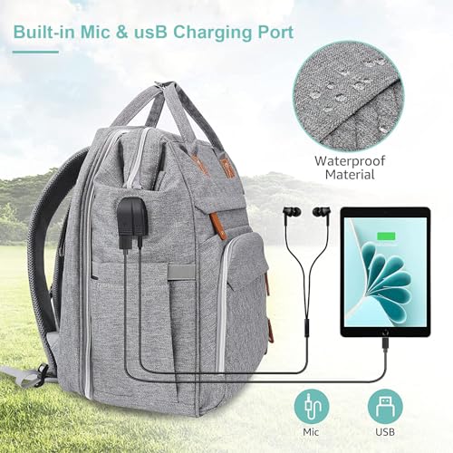 DerHutzucker Diaper Bag Backpack, Baby Travel Bag，Large Capacity Baby Diaper Bag with Changing Pad, Waterproof Travel Backpack for Boys & Girls, Multi-Function Baby Bag with USB Charging Port