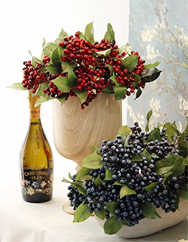 Felice Arts Pack of 6 Rich Red Artificial Berry Stems Holly Christmas Berries for Festival Holiday and Home Decor