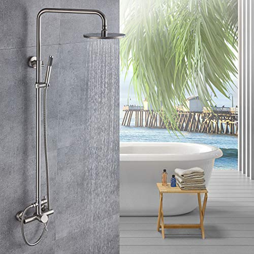 Brushed Nickel Outdoor Shower Fixture Set SUS304 Stainless Steel 8 Inch
