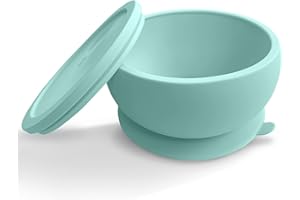 ABIIE Octopod Silicone Baby Suction Bowl With Lid - Toddler & Baby Bowls, Baby Food Containers, Spill Proof Bowls For Toddlers, Suction Baby Bowls With Lids, Food Grade Silicone Bowls For Babies (Blue)