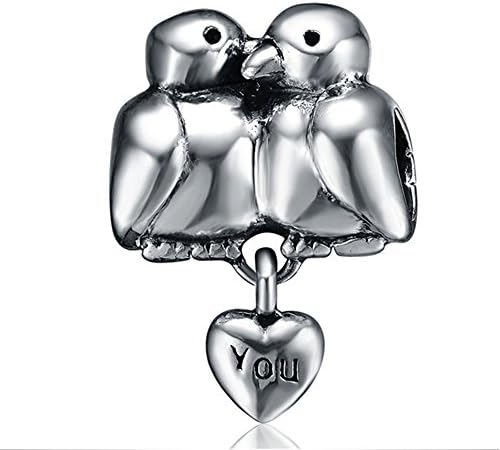 Silverworks 925 sterling silver charms thai silver craft European Beads Love Birds Animal Charms