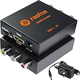 Rasfox Powered HDMI to AV/RCA Converter, 1080p HDTV HDMI to Composite RCA Audio Video A/V CVBS Adapter Converter Box with Power Adapter, High-end Metal Box with 1 Year Warranty