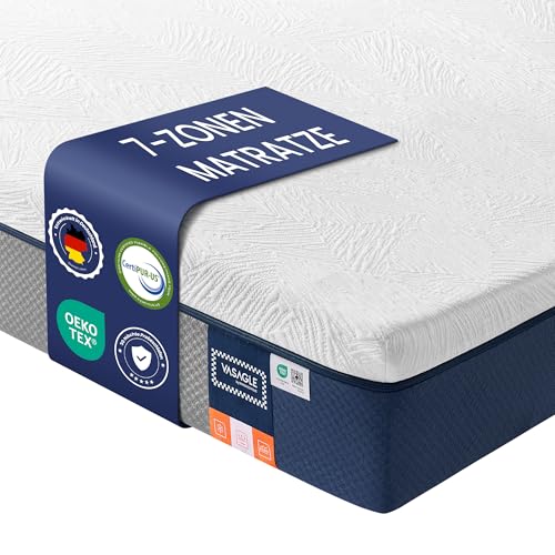 VASAGLE 140 x 200 cm Double Gel Memory Foam Mattress Medium Firm H3 7-Zone Support Breathable Removable Machine Washable Cover 20cm Thick Blue RMZ124QZ01