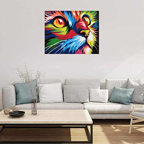 NATUCE Malen Nach Zahlen DIY Ölgemälde für Kinder Erwachsene Anfänger, DIY Malen Nach Zahlen Vorgedruckt Leinwand-Ölgemälde Geschenk Kits Home Haus Dekor - Bunter Katze 40 * 50 cm (Ohne Rahmen) – Bild 8