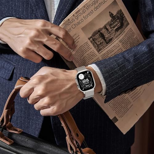 Apple Watch Ultra 3/2/1 49mm, Parachute Style Buckle, Titanium Milanese Straps for iWatch Series 11 10 9 8 7 6 5 4 Ultra SE 3 2 1, 49mm/46mm/45mm/44mm/42mm [[[Series 3/2/1)