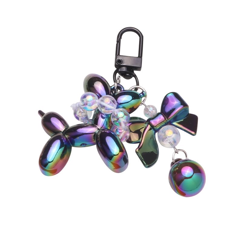 Photo 1 of tenghong2021 Valentine's Day Gift Cute Jelly Balloon Dog Keychain for Women Key Chain Car Keys Handbag Purse Accessories (Black (Bow))