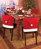 Leegoal Soft Comfort Santa Hat Dining Chair Covers Christmas Party Decoration,Red