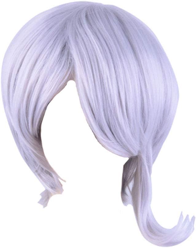 DIDACOS Short Curly Bob Purple Mixed Grey Tojo Kirumi Cosplay Wig