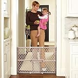 North States 42" Wide Diamond Mesh Baby Gate: Installs in seconds without damaging walls. Pressure mount. Fits 26.5"-42" wide (23" tall, Sustainable Hardwood)
