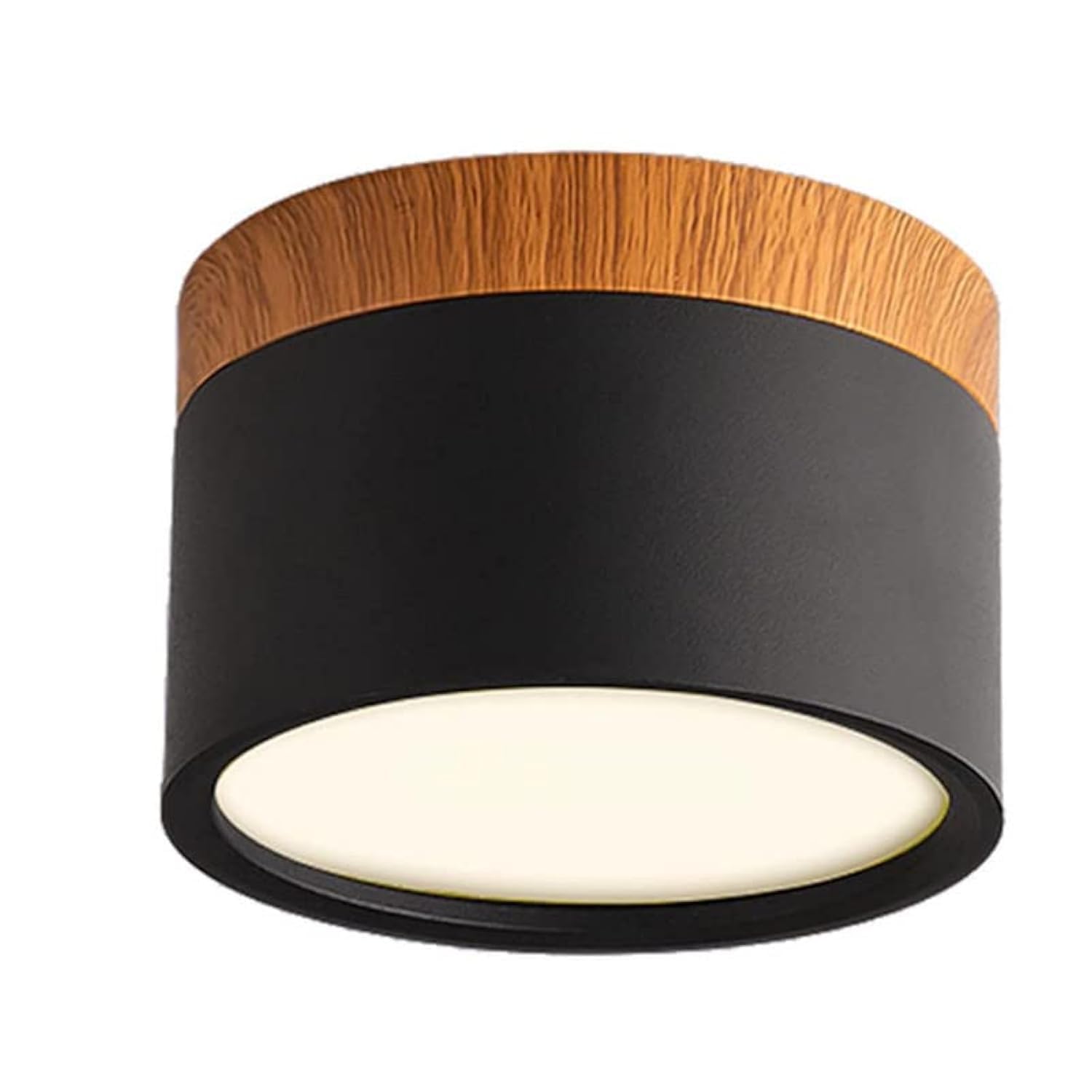 Schindora LED Ceiling Light,Surface-Mounted Wood Decor Spotlight,Mini Round Black Ceiling lamp,Warm White 3000K,12W.