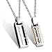 Couples Necklace with Rectangle Titanium Stainless Steel Pendant,His & Hers Matching Set Lovers Gift(Love Devotion)