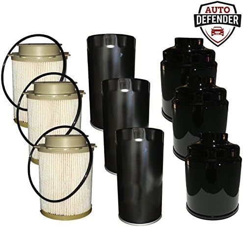 Auto Defender DF401-AD DF410-AD PG5335-AD Diesel Fuel &amp; Oil Filter for Dodge Ram 6.7L Turbo Engines (3 Each)