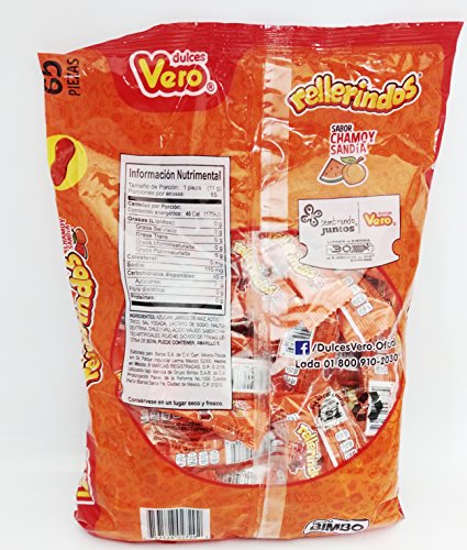 Vero Mexican Candy Rellerindos Watermelon flavor - 65 Authentic Mexican Candy with Free Chocolate Kinder Bar Included