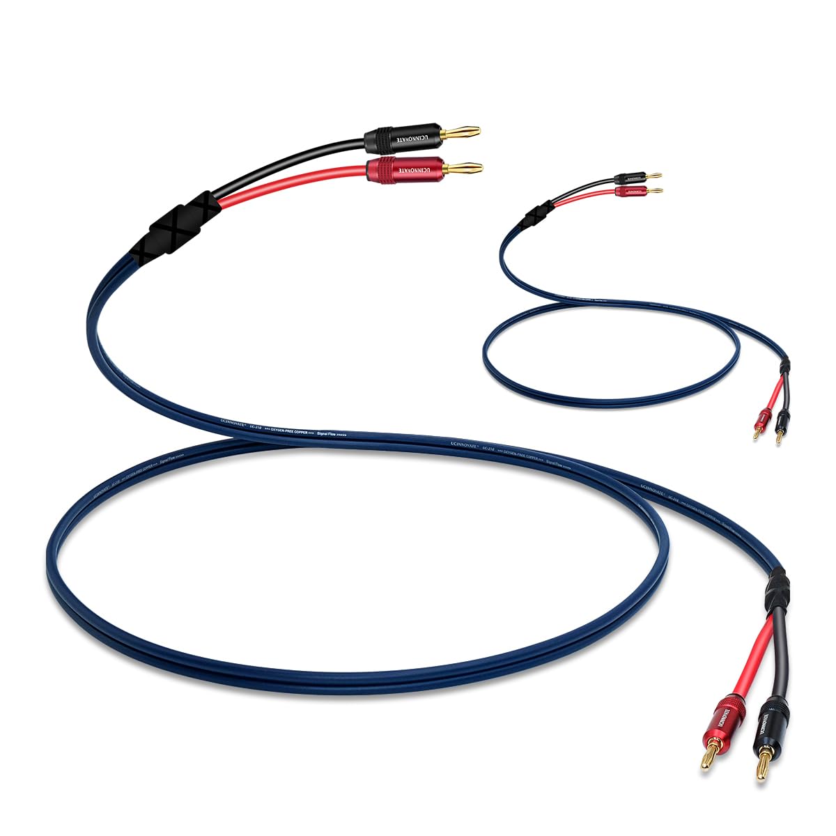 VVFLED 2 Pack Bi-wire Speaker Cable with Gold Plated Banana Plugs, 13 AWG HiFi OFC Audio Terminal Speaker Wire for Sound System Home Theater, Amp, Subwoofer, Audiophile(1.5m / 4.9FT)