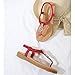 Wollanlily Women Summer Beach Bohemia Flat Sandals Rhinestones T Strap Ankle Strap Flip-Flop Thong Shoes Red-01 US 8