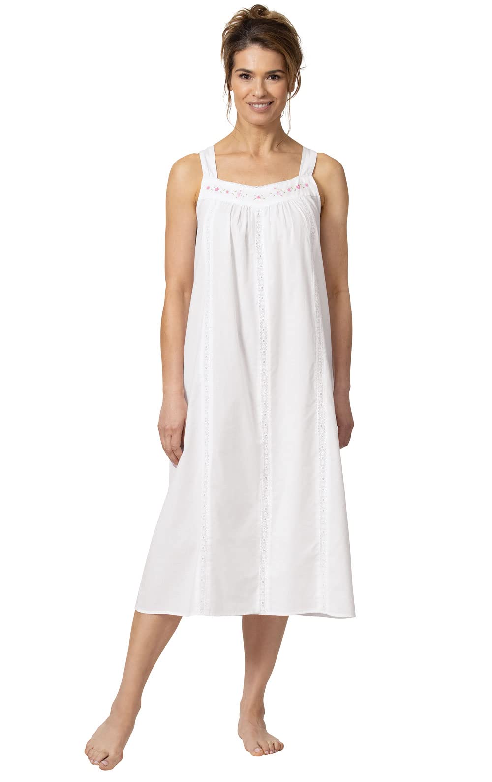 The 1 for U 100% Cotton Nightgown With Pockets - White- XS - XXXL (Medium) Image