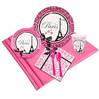 BirthdayExpress Paris Eiffel Tower Damask Party Supplies - Party Pack for 24