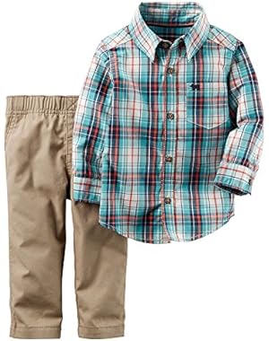 Carter's Boys Baby 2 Piece Playwear Pant Set Plaid Multi-color Chino 18 Months