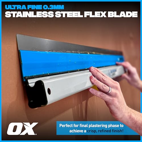 OX Speedskim Plaster Skimming Finishing Rule - SF 600mm I Stainless Steel Flex Blade & Extruded Aluminium Handle