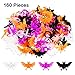 160 Pieces Halloween Bat Rings Plastic Colorful Bat Rings Plastic Cupcake Topper Small Gift for Party Favors