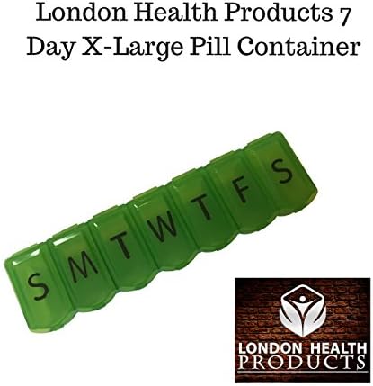London Health Products 7-Day Pill Organizer- Size L or XL (Choose Your Color and Size!) (X-Large, Kelly Green)