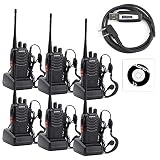 BAOFENG 6pcs BF-888S Walkie Talkies - Rechargeable Handheld Two Way Radio - Long Range Ham Radio with Original Earpiece for Travel, Camping (UBS Programming Cable Included)