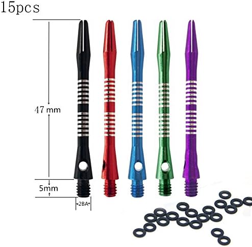 ToBeIT Dart shafts Aluminium 12/15/18pcs-alu Dart shafts mit O-Rings