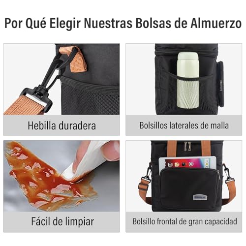 KIROGILY Loncheras para Mujer y Hombre, Lonchera Termica de Gran Capacidad de Doble Capa, Bolsa de Almuerzo con Cristales de Hielo, Lunch Bag Reutilizable