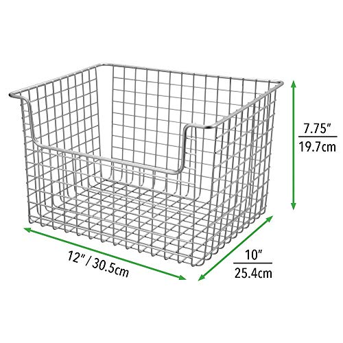 mDesign Metal Kitchen Pantry Food Storage Organizer Basket Farmhouse