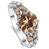 Psiroy 925 Sterling Silver Created Morganite Filled Split Shank Band Cocktail Ring