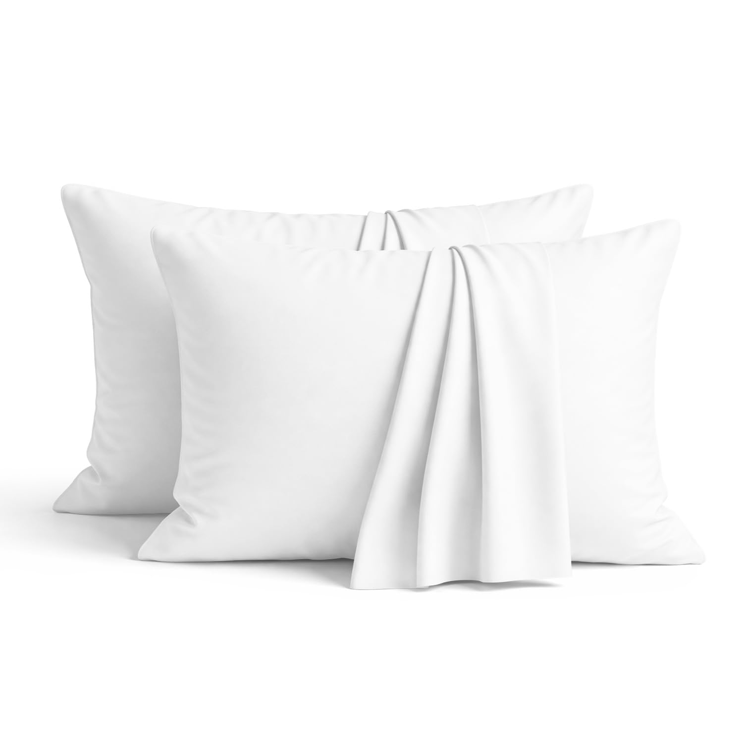AMEHA 100% Brushed Microfiber White Pillow Cases 2 Pack (Pillows Not Included), Super Soft Standard Pillow Cases | Hotel Quality Pillow Covers,Standard Size (50x75 cm)