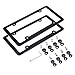 L-Fine License Plate Frame Aluminum Alloy with Stainless Steel Screw Caps (Black 4 Holes)