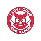 I Love Guns and Bacon Sticker Decal 2a gun rights humor pig FA Vinyl