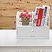 White Laser Cut Flower Design Book Storage Drawer & Display Shelf Rack/Desktop Organizer Bookcase
