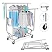 Rackaphile Collapsible Adjustable Double Rail Rolling Clothing Garment Drying Rack, Chrome Finish