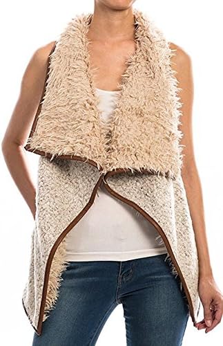 Women's Faux Fur Open Vest Beige by Endless Envy (X-Large)