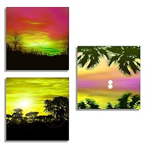 3 Piece Canvas Wall Art for Living Room Bedroom Home Artwork The Beautiful Scenery of Sunset Paintings Ready to Hang - 12"x12"x3 Panels