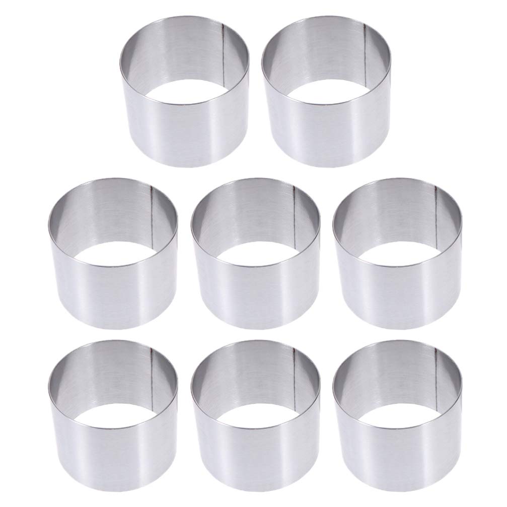 HEMOTON 8 Pcs Mini Cake Ring Cake Molds Cake Rings Stainless Steel Mousse Mould Mousse Tart Ring Round Sushi Mold Baking Tool for DIY Home Kitchen Chocolate