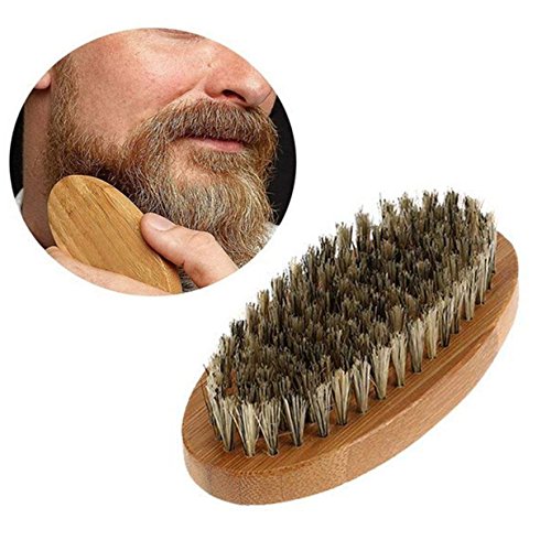Beard Brush for Men, Beard Grooming Kit Eholder Mini Pocket Hand Wooden Brush for Shaving Moustache and Hair Styling Worked with Growth Balm Oil Wax, Boar Bristle Beard Brush