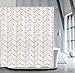 LIVILAN Gold Shower Curtain Set With 12 Hooks - Geometric Patterned, Machine Washable Decorative Bathroom Curtain - Gold and White, 72