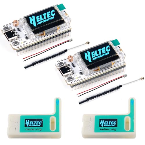 2 Sets 0.96 inch OLED WiFi Esp32 Lora V3 Development Board Type-C USB SX1262 Lora Module Integrated WiFi Bluetooth 868MHZ 915MHZ + IPX IPEX 1.13 UF.L Antennas + Cases