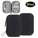 Mini Earbuds Case ASMOTIM Hard Headphone Case Black Earphones Carrying Case Portable Travel Earbud Holder for Headset Charger Cable USB Keys with Durable Exterior,Soft Cloth Inner [2-Pack]