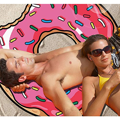 59 Inch Thick Round Donut Beach Towel Blanket - Large Microfiber Soft Sand Free Towel Carpet Yoga Mat for Women & Girl Use for Bath/Pool/Beach Times