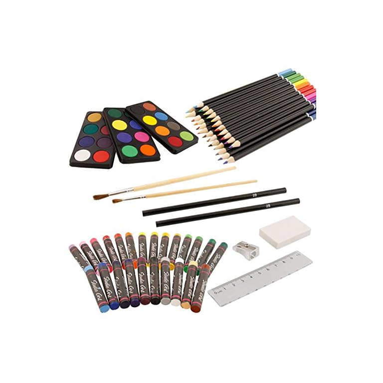 U.S. Art Supply 84Piece Deluxe Artist Studio Creativity Set Wood Box