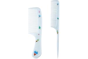 Baby Comb Set, Cute Fine Tooth & Rat Tail Toddlers Comb for Styling, Soft Plastic Kids Parting Combs for Baby Girl Wet Dry Ha