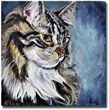GenericCat Art Print, Maine Coon Giclee, Gift idea, Gallery Wall Animal Pictures Home Decor, Size Mat Option
